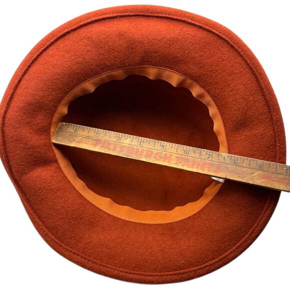 Rust Burnt Orange 100% Wool Fedora Hat Black Braided Band Target Boho Fall - Picture 3 of 7
